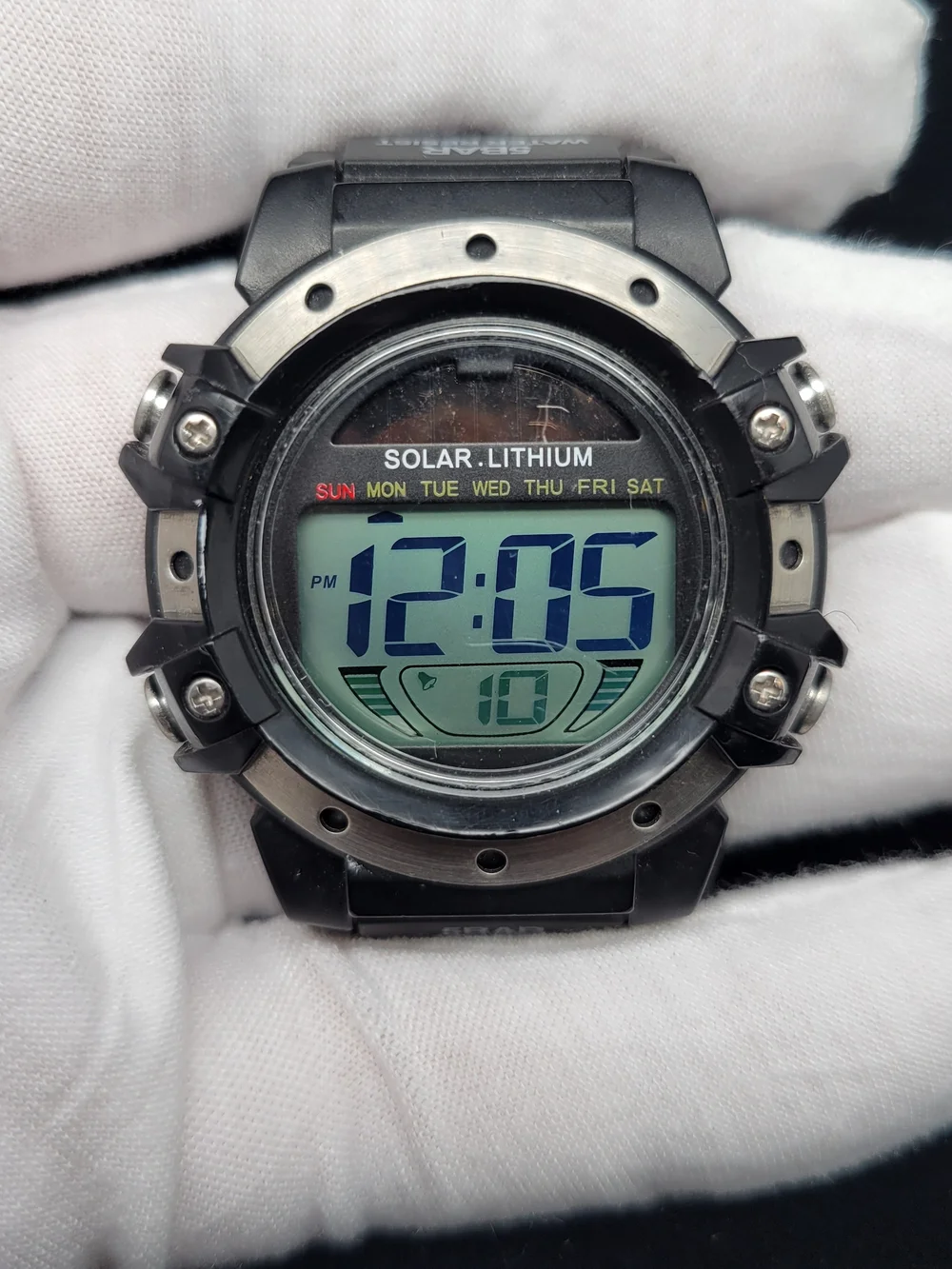 Digital Solar Lithium Sports Watch - Black
